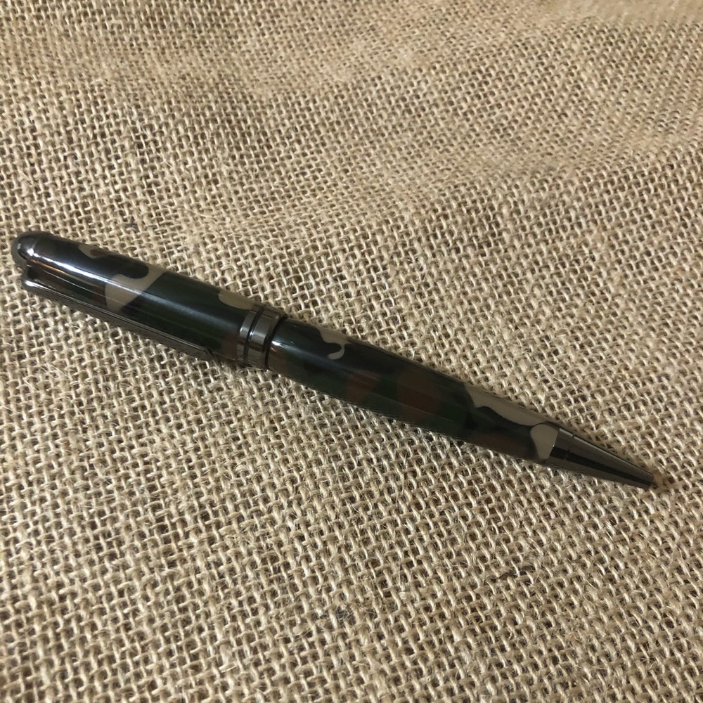 Hand turned Camo Acrylic Pen. One of a kind